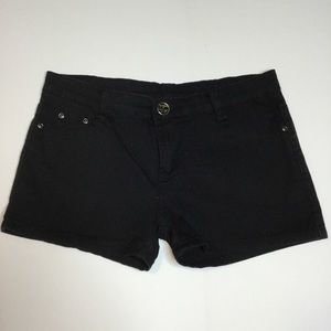 Black stretchy denim jean shorts